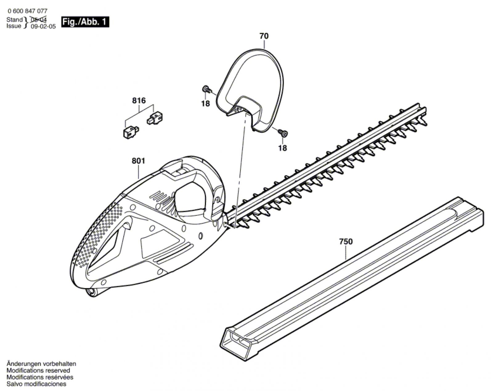 Bosch 3 600 H47 203 Ahs 4816 Hedge Trimmer 230 V / Eu Spare Parts